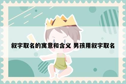 叙字取名的寓意和含义 男孩用叙字取名